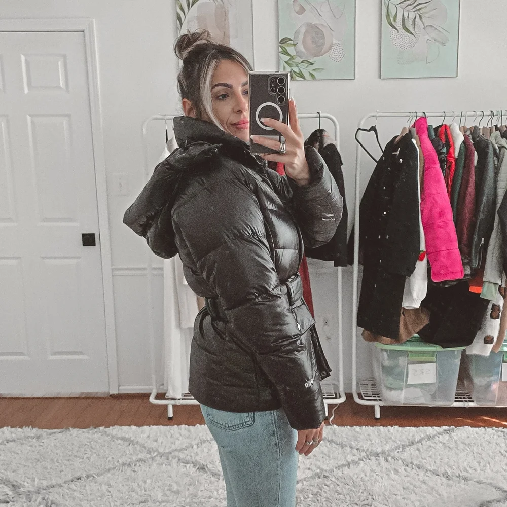 The North Face black Menlo belted puffer down jacket size S - Picture 5 of 15